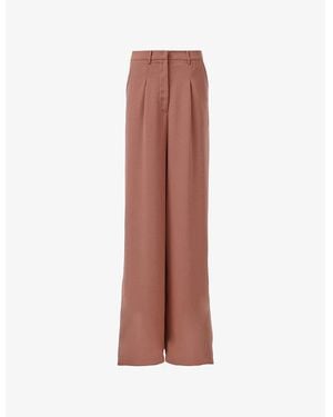 eem Pleated Wide-Leg High-Rise Woven Trousers - Brown