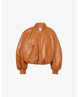 Givenchy Cocoon Cropped Leather Bomber Jacket - Brown