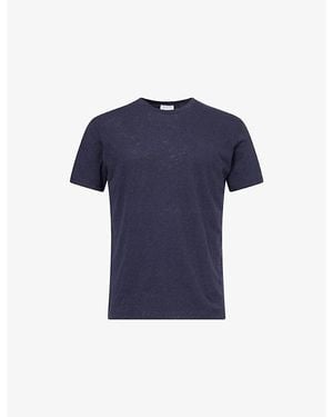 Sunspel Short-Sleeve Cotton-Linen T-Shirt - Blue