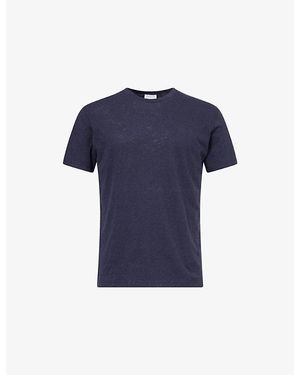 Sunspel Short-Sleeve Cotton-Linen T-Shirt - Blue