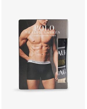 Polo Ralph Lauren Classic Branded-Waistband Pack Of Three Stretch-Cotton Boxer Trunks - Multicolour