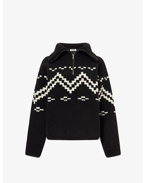 4th & Reckless Dayna Half-Zip Fair Isle Fleece Sweater - Black
