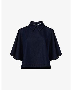 eem Relaxed-Fit Collared Denim Top - Blue