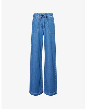 PAIGE Rumi Wide-Leg Cotton-Blend Jeans - Blue