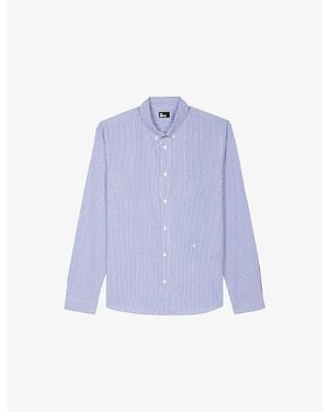 The Kooples Striped Long-Sleeved Cotton Shirt - Blue