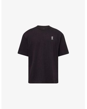 On Shoes Perform All Day Logo-Print Cott T-Shirt - Blue