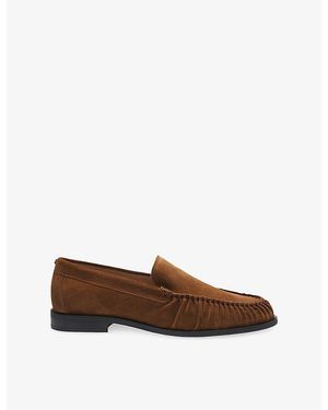BOSS Ruched Suede Moccasins - Brown