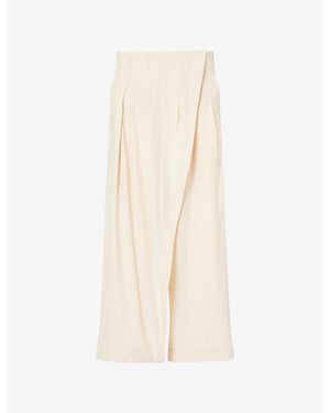 Issey Miyake Looped Wrap-Front Woven Trousers - Natural