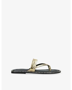 Dries Van Noten Studded Split-Toe Leather Sandals - Metallic