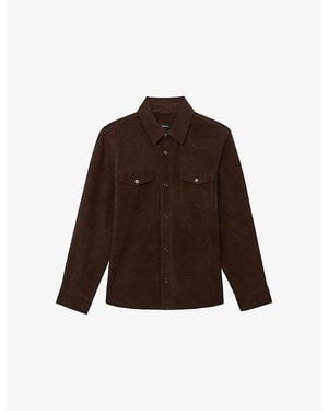 Reiss Finsbury Twin-Pocket Suede Trucker Jacket - Brown