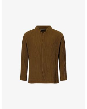 Homme Plissé Issey Miyake Tuxedo Pleats Knitted Jacket - Green