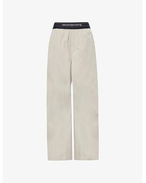 Alexander Wang Pleated Wide-Leg Cotton-Blend Trousers - Natural