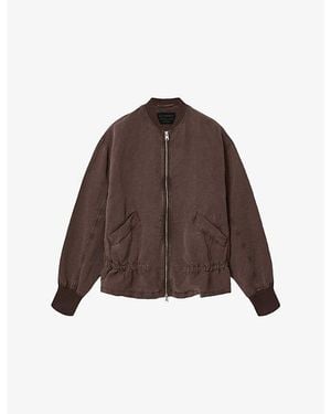 AllSaints Sofi Baseball-Collar Cotton Jacket - Brown