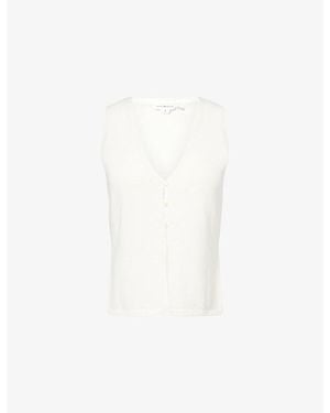 GOOD AMERICAN The Knit Cotton And Linen-Blend Vest Top - White