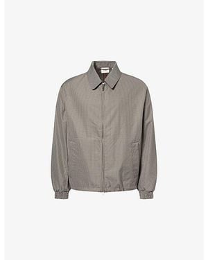 Les Deux Mini Check-Print Zipper Woven Jacket - Gray