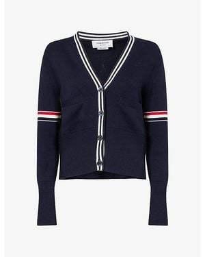 Thom Browne Sailboat Striped Cotton Cardigan - Blue