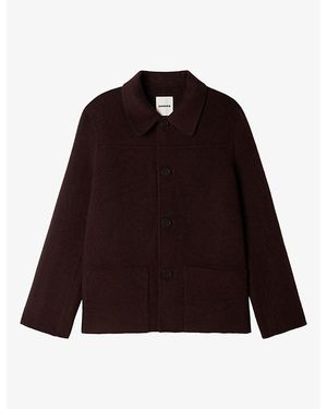 Sandro Side-Pocket Wool-Blend Worker Jacket - Purple