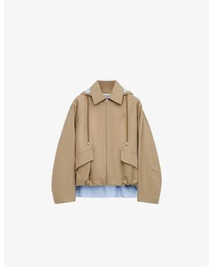 Loewe Brand-Embroidered Hooded Cotton Jacket - Natural