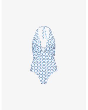 Heidi Klein La Croisette Rectangle Halterneck Swimsuit - Blue