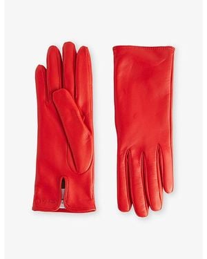 Nour Hammour Short Split Leather Gloves - Red