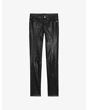 Zadig & Voltaire Phlame Low-Rise Slim-Leg Leather Trousers - Black