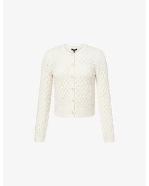 PAIGE Colma Pointelle Cotton-Knit Cardigan - White