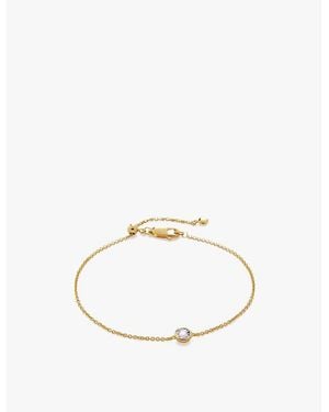 Monica Vinader Solitaire 18Ct-Plated Vermeil Sterling- And 0.015Ct Lab-Grown Diamond Bracelet - Metallic