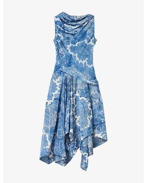 AllSaints Prue Floral-Print Stretch-Woven Maxi Dress - Blue