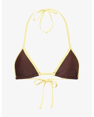 Ru & Rocka Piping Triangle Bikini Top - Brown