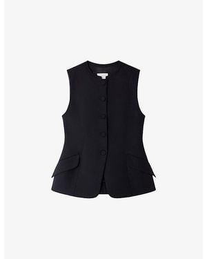 Sandro Peplum-Hem Slim-Fit Stretch Cotton-Blend Waistcoat - Blue