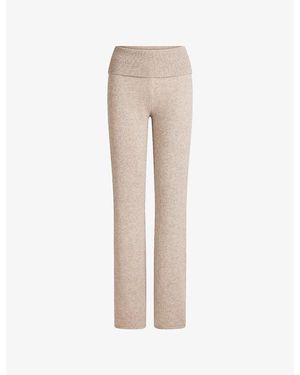 Skims Foldover-Waistband Straight-Leg Wool-Blend Trousers - Natural