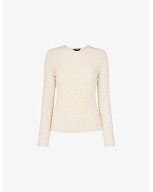 Whistles Floral-Pattern Slim-Fit Stretch-Lace Top - Natural