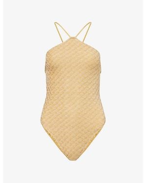 Missoni Halter-Neck Lamé Swimsuit - Natural