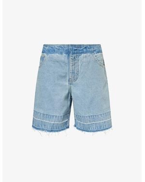 Christopher Esber Mid-Rise Raw-Hem Denim Shorts - Blue