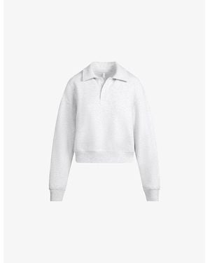 Skims Polo-Collar Regular-Fit Cotton-Blend Sweatshirt - White