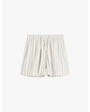 Tekla Striped Elasticated-Waist Cotton-Poplin Shorts - White