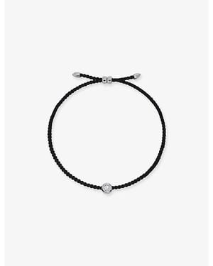 Monica Vinader Round Solitaire Sterling- And 0.06Ct Lab Grown Diamond Cord Bracelet - White