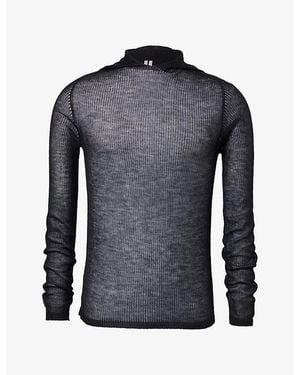 Rick Owens Maglia Hooded Cashmere Jumper - Blue