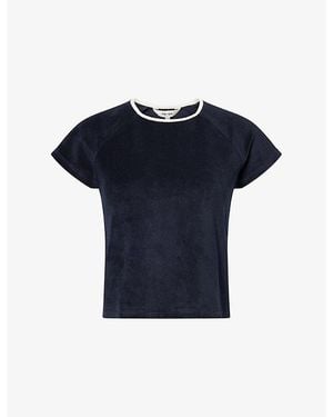 ME+EM Rib-Trim Towelling Cotton-Blend T-Shirt - Blue