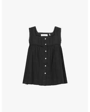 Skall Studio Clea Square-Neck Cotton Top - Black