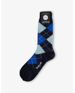 Pantherella Racton Knitted Wool-Blend Socks - Blue