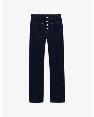 Maje Pocket High-Rise Stretch-Denim Jeans - Blue