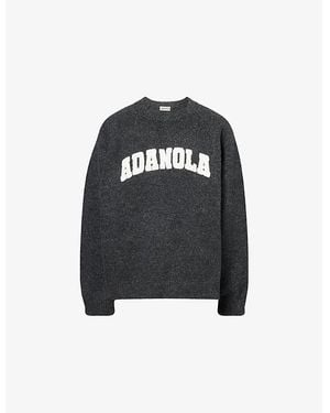 ADANOLA Varsity Boucle-Logo Cotton And Wool-Blend Oversized Jumper - Black