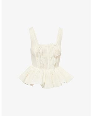 Amy Lynn Calla Textured Peplum Woven Top - White