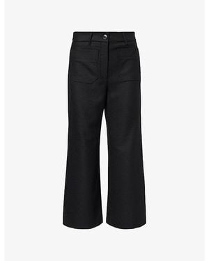 ME+EM Relaxed-Fit Crop-Leg Stretch-Woven Pants - Black