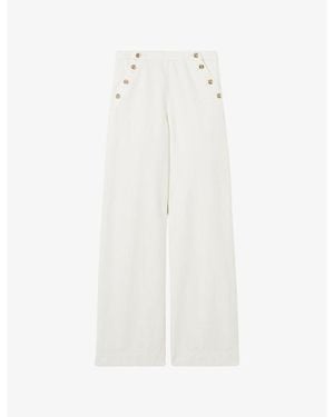 Claudie Pierlot Button-Up Wide-Leg Mid-Rise Denim Jeans - White