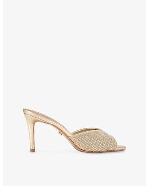 Carvela Kurt Geiger Silvia Embellished Heeled Woven Mules - Natural