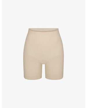 Skims Sculpt Fitted Stretch-Woven Shorts Xxxl - Natural