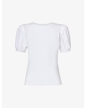 PAIGE Matcha Puffed-Sleeve Cotton-Jersey T-Shirt - White