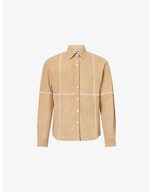 Kartik Research Rabari Embroidered Suede Shirt - Natural